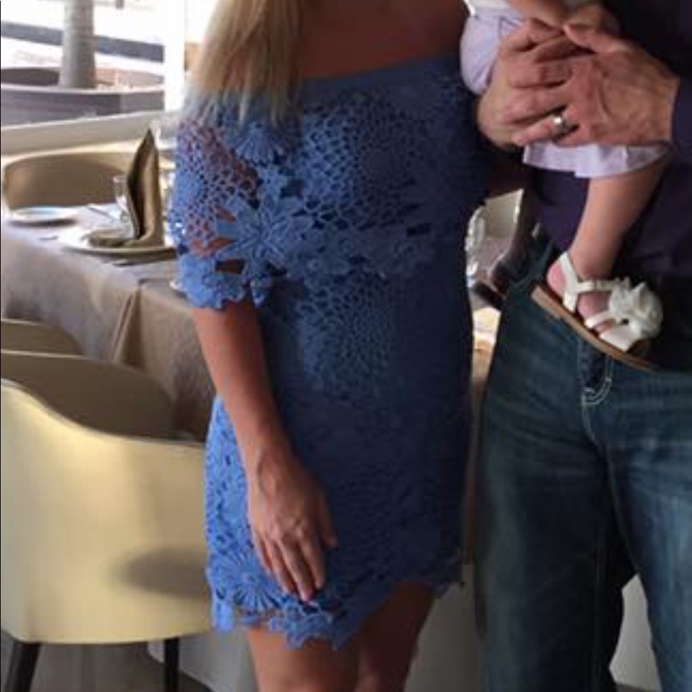 Mimi Chica Blue Chunky Lace Mini Dress